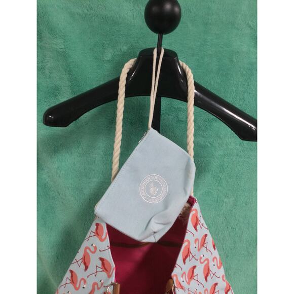 XL Caribbean Joe Canvas Flamingo Beach Bag and wristlet - Picture 10 of 12